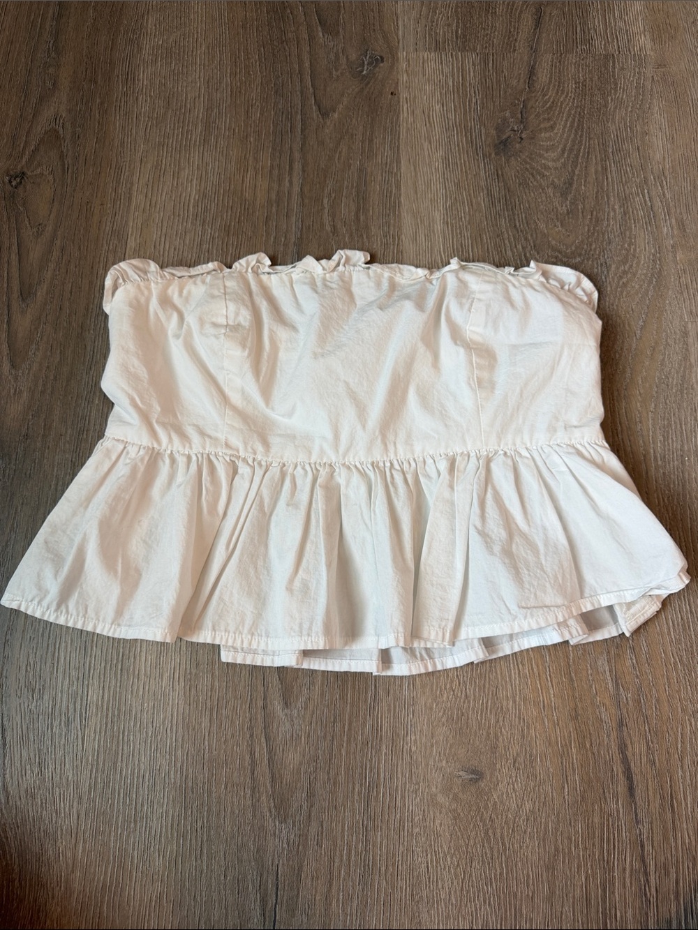 Day and moon- White Strapless Peplum Top- size m